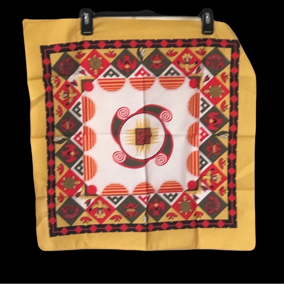 Southwestern Aztec Vintage Gold, Red and Black Native Tribal Bandanna 21”x21” - Picture 2 of 16